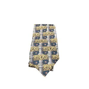 Bialucci Collection Mens Silk Tie Architectural Column & Gold Chain Silk